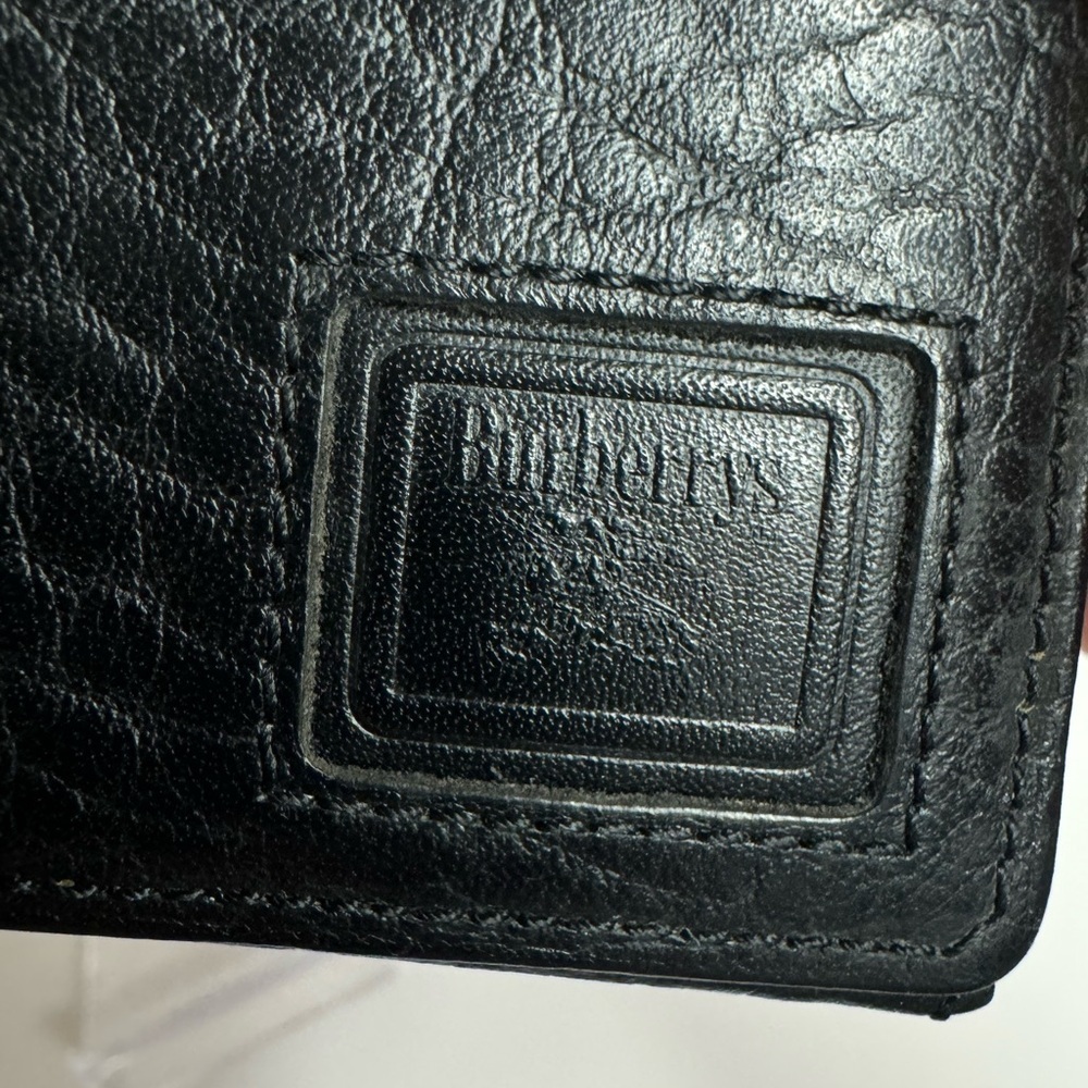 ๐#176 Burberrys Vintage Black Leather Bifold ID Card Holder Wallet - Picture 4 of 14